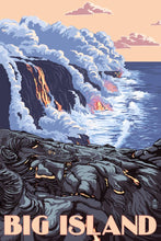 Load image into Gallery viewer, ORGANIC TEA TOWEL Hawaii, Big Island, Lava Flow Scene