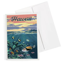 Load image into Gallery viewer, GREETING CARD Hawaii, Colorful Fish & Sunset
