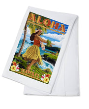 Load image into Gallery viewer, ORGANIC TEA TOWEL Hawaii, Aloha, Hula Girl on Coast