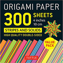 Load image into Gallery viewer, Origami Paper 300 sheets Stripes and Solids 4" (10 cm)
