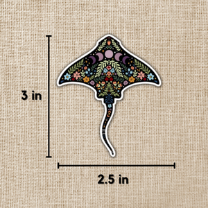 Magical Boho Manta Ray Sticker, 3-inch