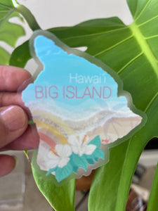 Big Island Beach Map Clear Sticker- Hawaii