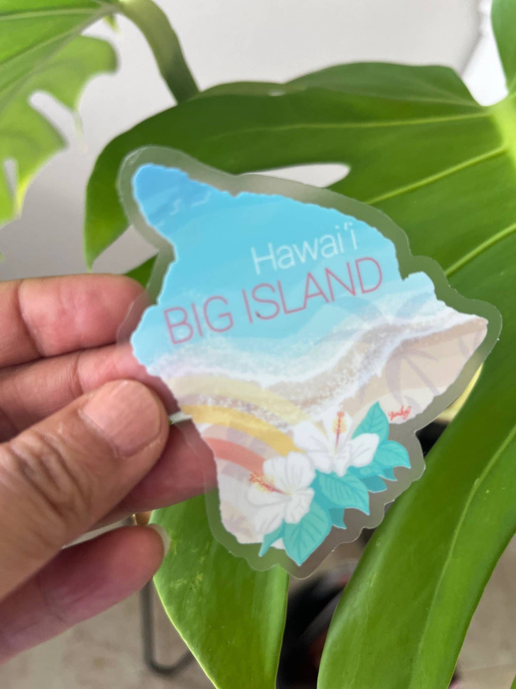 Big Island Beach Map Clear Sticker- Hawaii