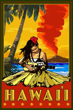 Load image into Gallery viewer, ORGANIC TEA TOWEL Hawaii, Hula Girl &amp; Ukulele
