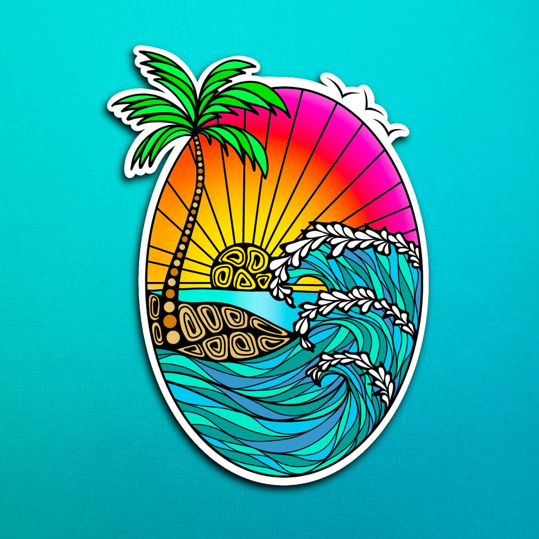 Sunset Waves Sticker (WATERPROOF)