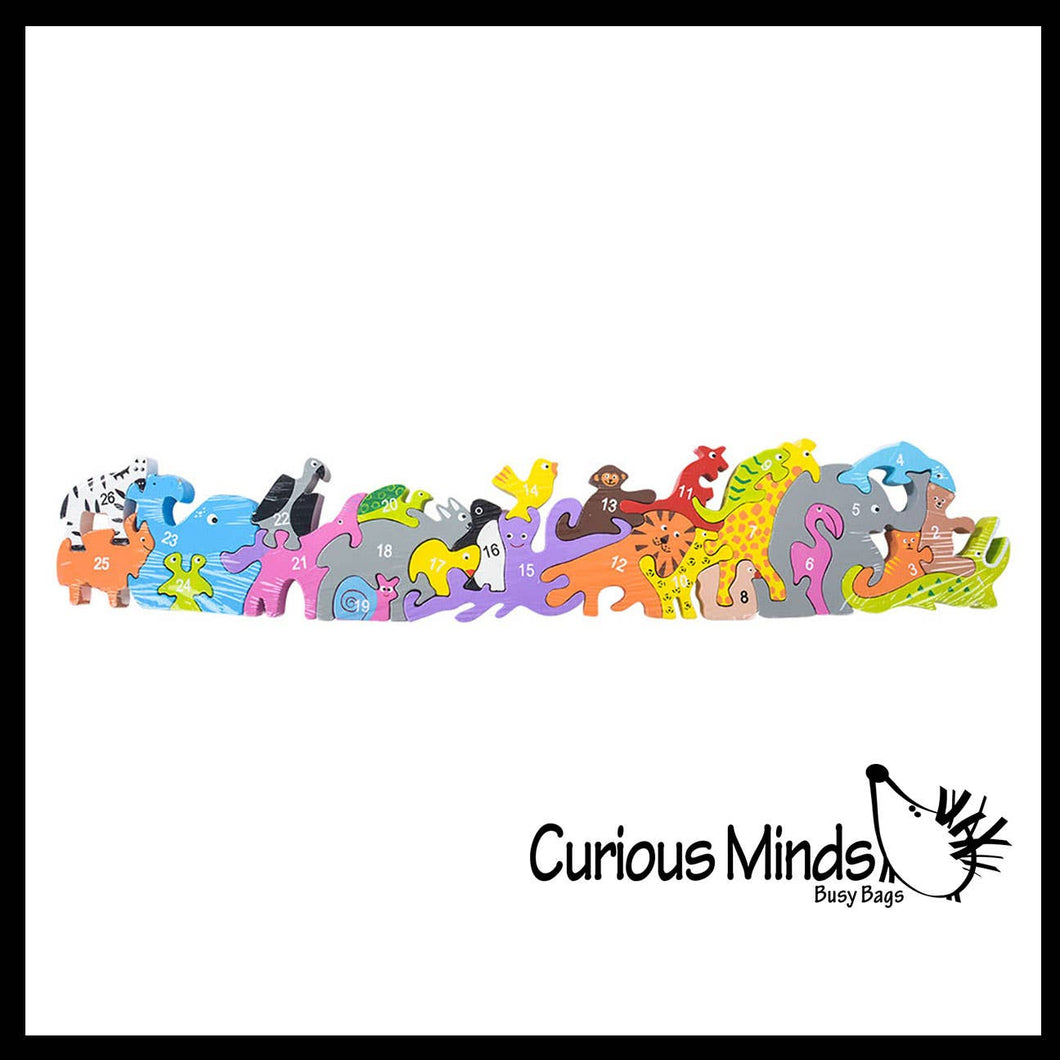 Wood Alphabet Animal Puzzle - A-Z Animals Chunky Puzzle