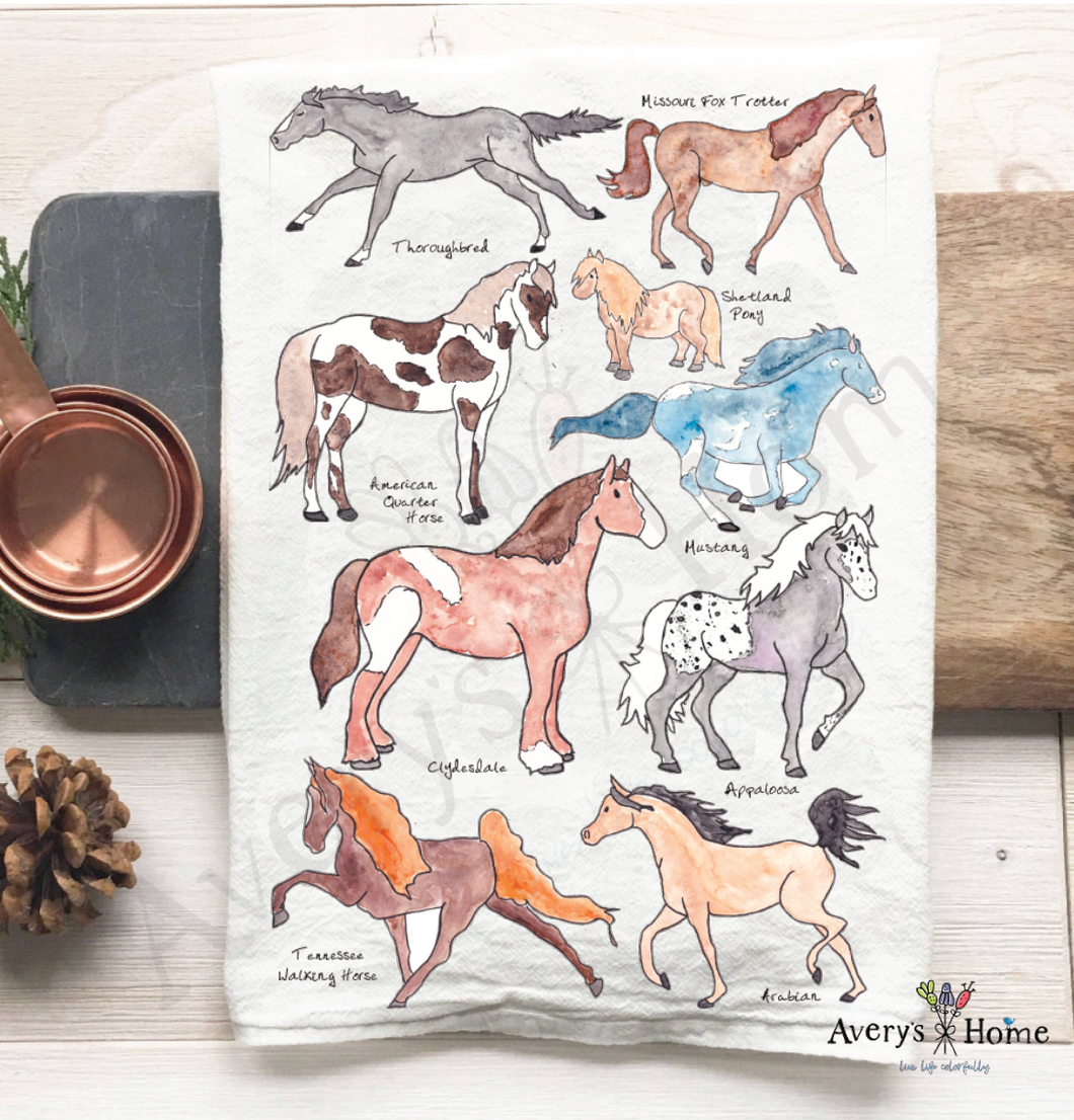 Horses Western English Riding American Quarter Tea Towel