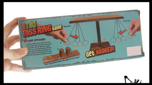 Wood Tiki Toss Ring Hook Game - Swing Ring on String to Lan