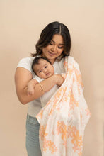 Load image into Gallery viewer, Hawaiian White Plumeria Bamboo Muslin Swaddle Blanket
