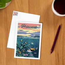 Load image into Gallery viewer, GREETING CARD Hawaii, Colorful Fish &amp; Sunset
