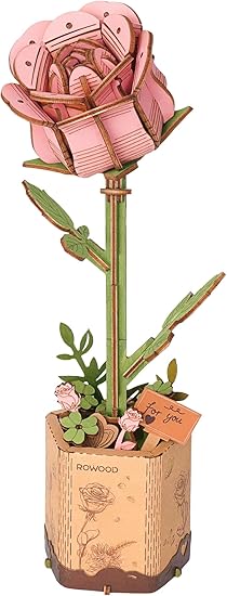 Pink Rose 3D Wood Puzzle Craft Kit