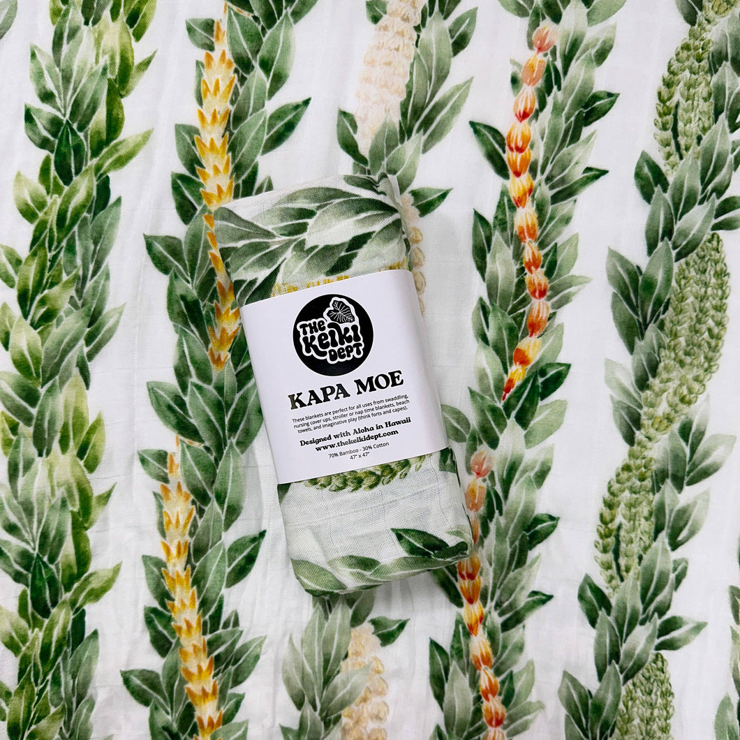 Hawaiian Lei Maile Bamboo Muslin Swaddle Blanket