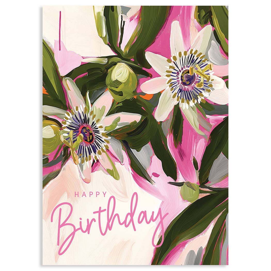 PASSIONFLOWER ABSTRACT BIRTHDAY GREETING CARD 4.5 x 6.25