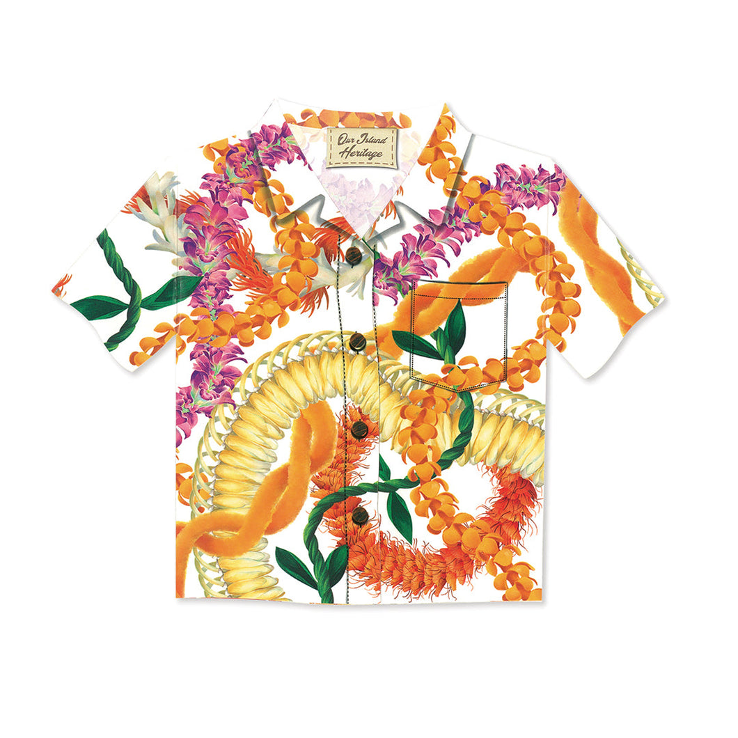 Aloha Shirt Blank Greeting Card- Leis of Aloha