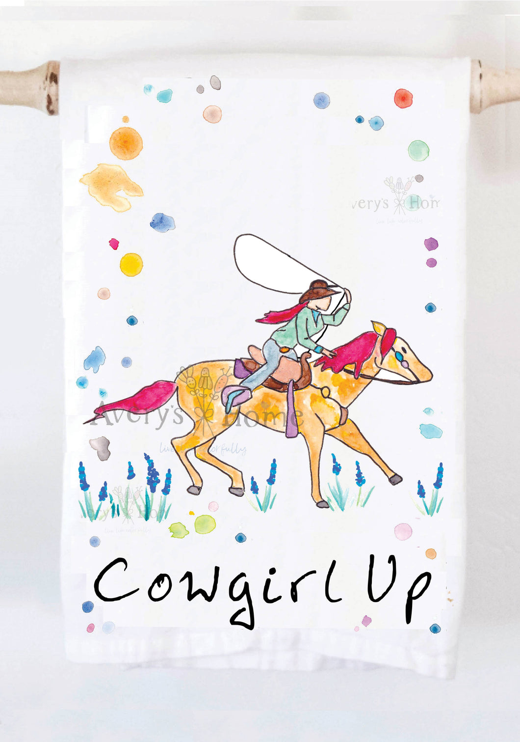 Cowgirl Up Western Rodeo Tea Towel