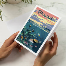 Load image into Gallery viewer, GREETING CARD Hawaii, Colorful Fish &amp; Sunset
