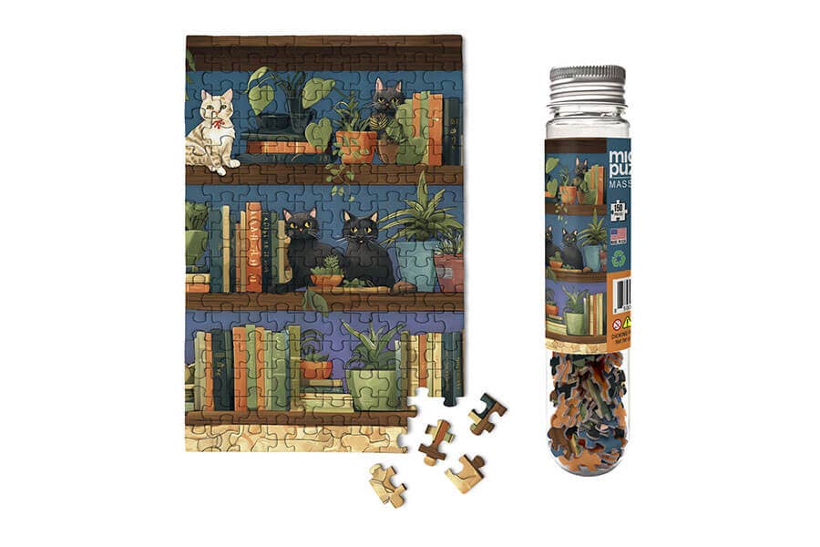 Cat Tales - Library books bookcase plants garden puzzle