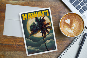 NOTECARD Hawaii, Palms & Full Moon