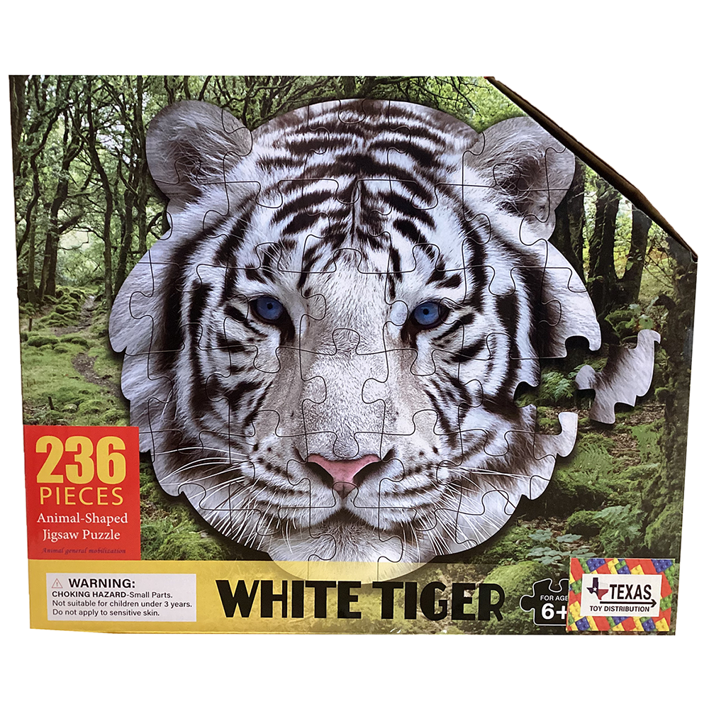 White Tiger Jigsaw Puzzle Cardboard Animal Shape (236 pcs)