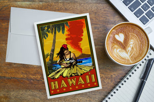 NOTECARD Hawaii, Hula Girl & Ukulele