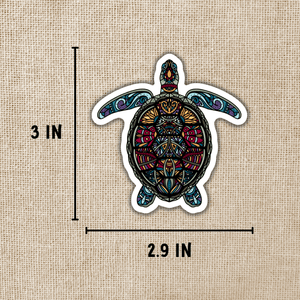 Mandala Sea Turtle Sticker, 3-inch