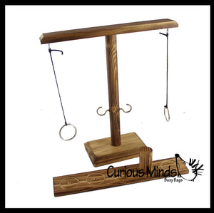 Wood Tiki Toss Ring Hook Game - Swing Ring on String to Lan