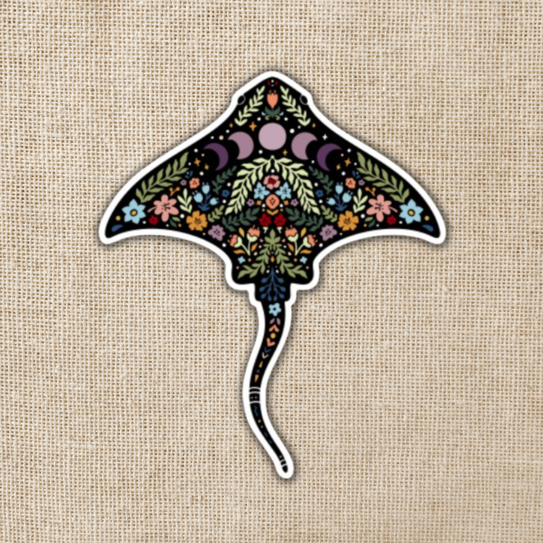 Magical Boho Manta Ray Sticker, 3-inch