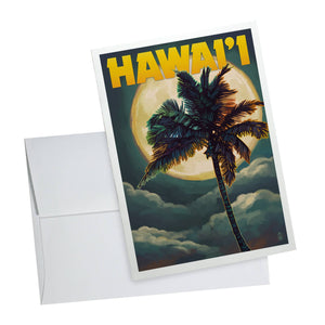 NOTECARD Hawaii, Palms & Full Moon