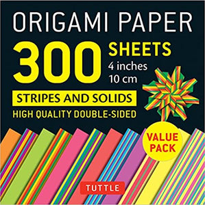 Origami Paper 300 sheets Stripes and Solids 4" (10 cm)