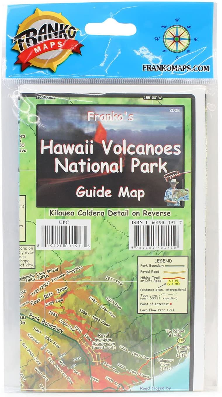 Franko Maps Hawaii Volcanoes National Park Guide Map